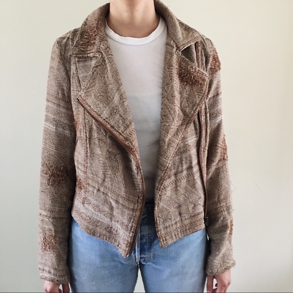 Ikat Fabric Biker Jacket